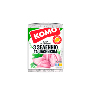 Сир плавлений З зеленню та часником 40% 75г. Komo